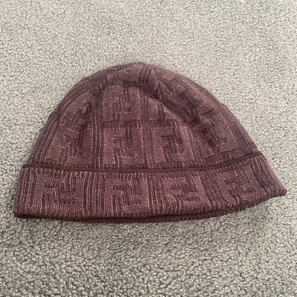 Authentic Fendi Knitted Wool Monogram Beanie